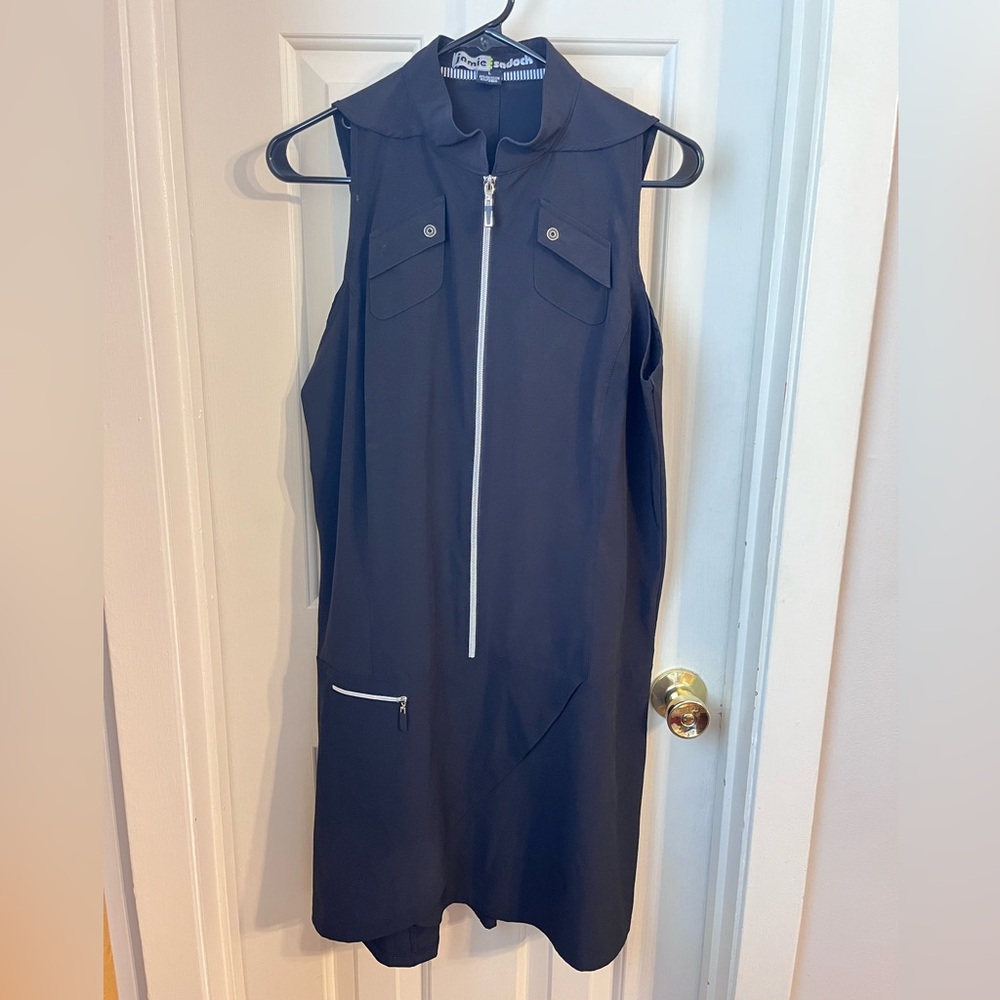 Jamie Sadock Black Zip-Front Dress